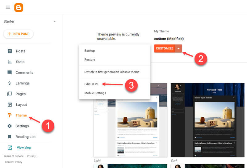Open HTML editor